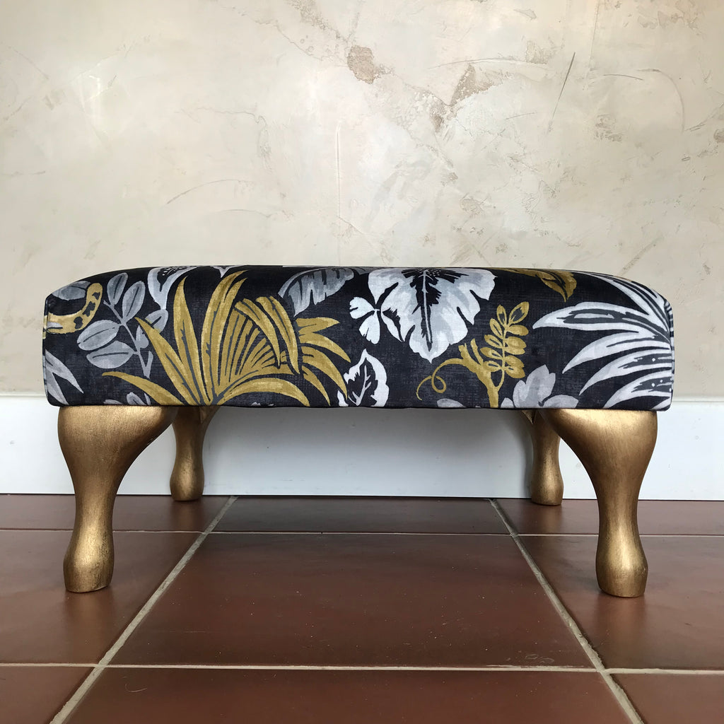 Black Gold Grey Leopard Footstool From Loft to Loved