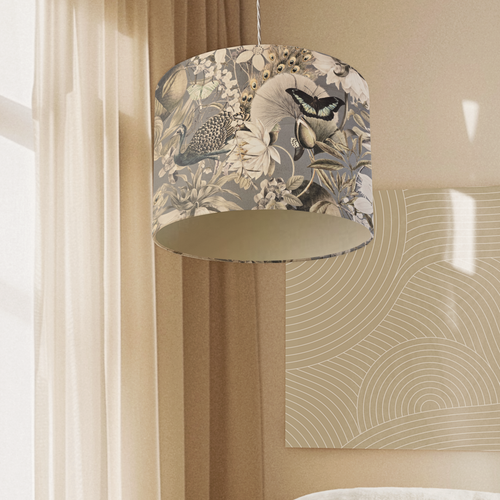 Grey & Green Peacock Velvet Shade