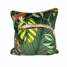 Green Tropical Jungle Velvet Cushion