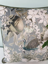 Grey & Green Peacock Velvet Cushion