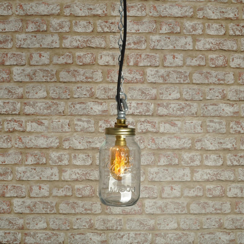 Industrial steampunk vintage style single Kilner jar ceiling light - home - pendant