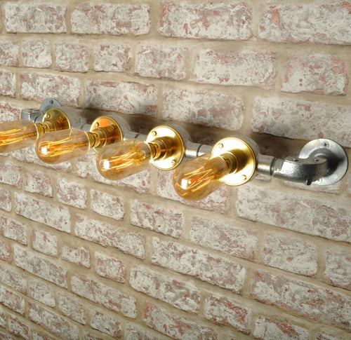 Industrial steampunk vintage style steel 4 way lighting sconce - wall light - indoor use - home - business - living room - dining room -