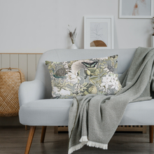 Grey & Green Peacock Velvet Cushion