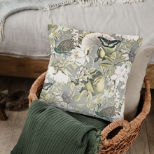 Grey & Green Peacock Velvet Cushion