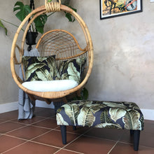 Charcoal Velvet Cushion with Green Leaves