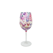 Pink & Purple Butterfly Luxury Crystal Wine Glass