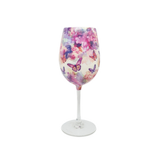 Pink & Purple Butterfly Luxury Crystal Wine Glass