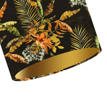 black and orange floral lampshade - luxury velvet ceiling shade - drum style shade - From Loft to Loved Interiors