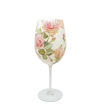 Pink Roses Luxury Crystal Wine Glass