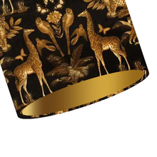 black and gold luxury velvet lampshade - jungle animals ceiling pendant - handmade lighting - From Loft to Loved Interiors