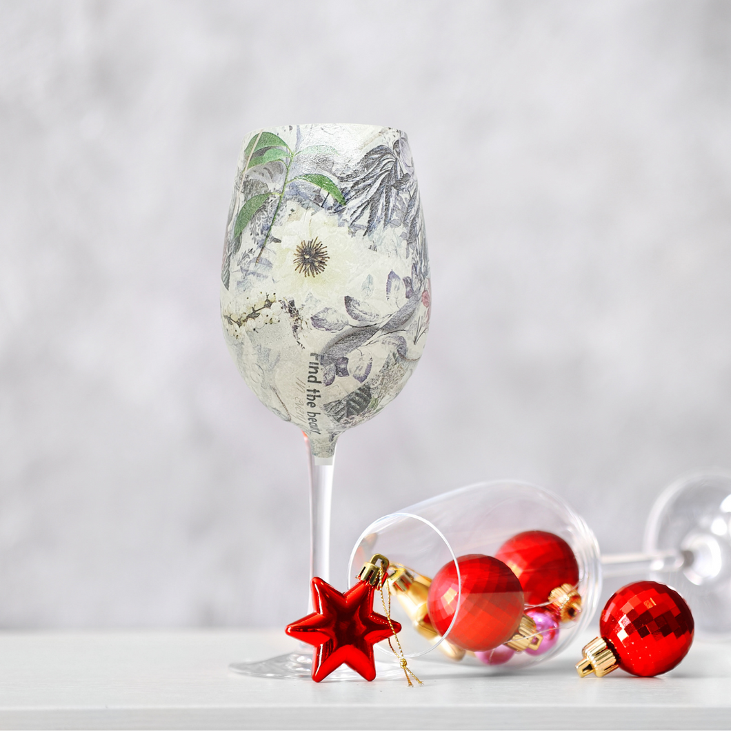 Floral Christmas Luxury Crystal Wine Glass