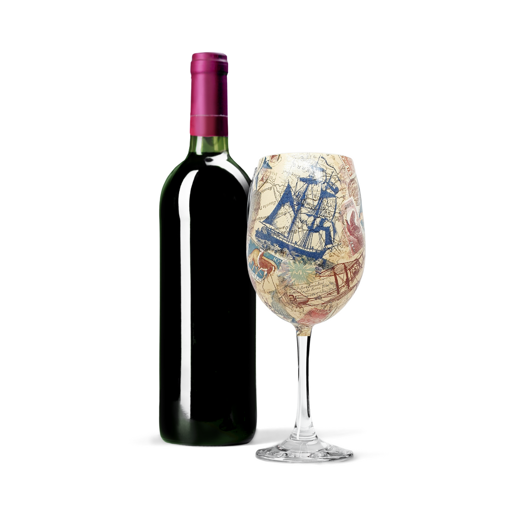 Naval/Nautical Luxury Crystal Wine Glass
