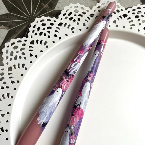 Pink Halloween Candle Painting