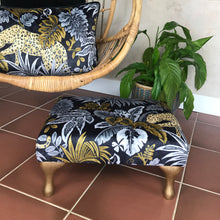 Black, Gold & Grey Leopard Footstool