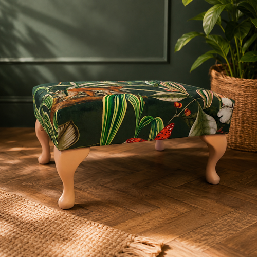 Green Tropical Jungle Footstool
