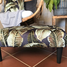 Charcoal & Green Leaves Footstool
