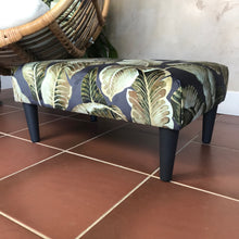 Charcoal & Green Leaves Footstool