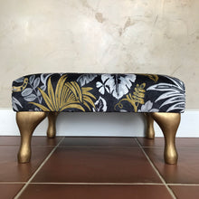 Black, Gold & Grey Leopard Footstool