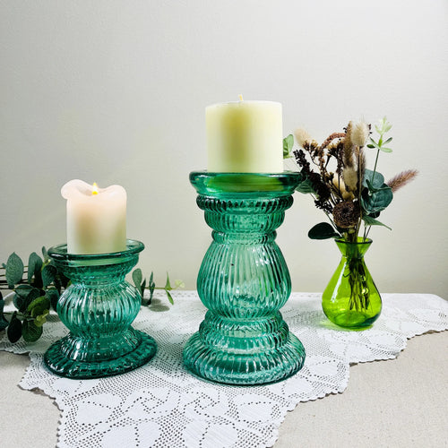 Ribbed Glass Candlestick
