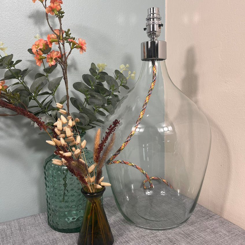 Chrome Top Glass Lamp