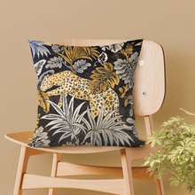 Black, Silver & Gold Leopard Velvet Cushion