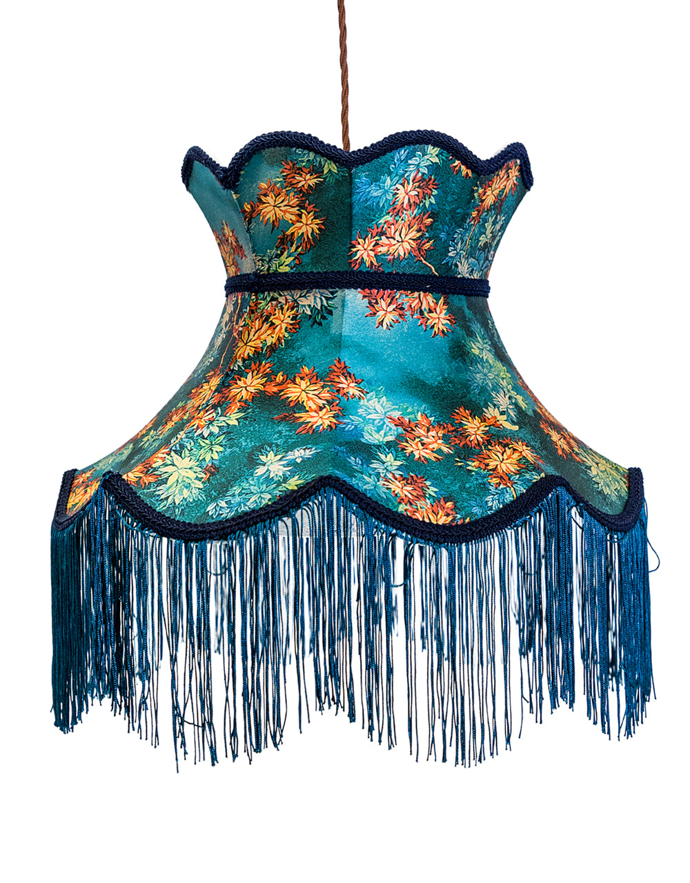 Blue Floral Fringed Shade