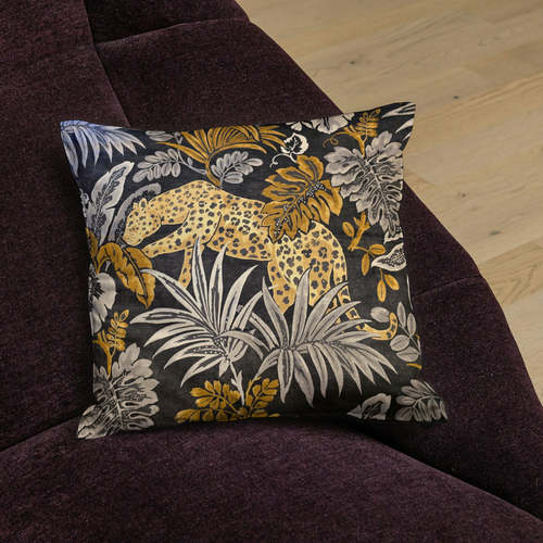 Black, Silver & Gold Leopard Velvet Cushion