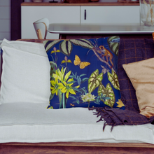 Blue Lagoon Tropical Jungle Velvet Cushion
