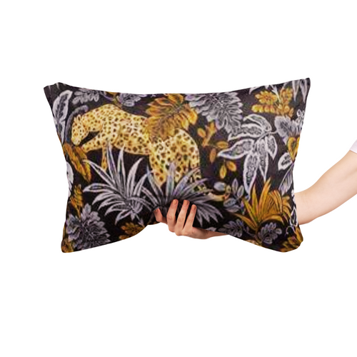 black, silver & gold leopard cushion - luxurious velvet cushion - custom made home décor -throw pillows - From Loft to Loved Interiors
