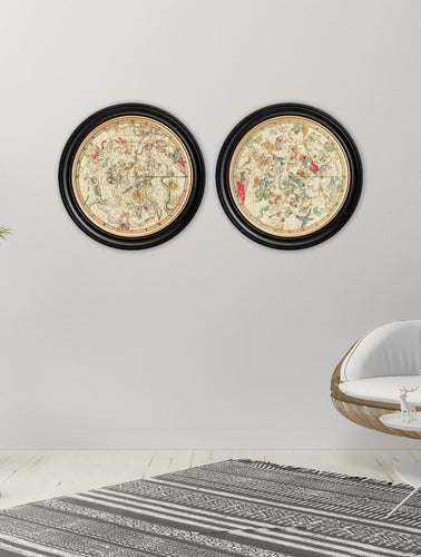C.1820 Map of Constellations in Round Frame