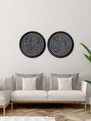 C.1800 Map of Constellations in Round Frame