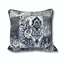 grey, black & white damask cushion - luxurious velvet cushion - patchwork damask throw pillow - From Loft to Loved Interiors