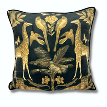 Black & Gold Jungle Velvet Cushion