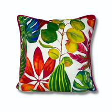 Bright Tropical Leaf Velvet Cushion