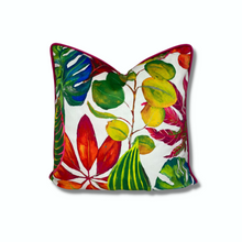 Bright Tropical Leaf Velvet Cushion