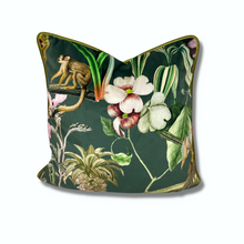 Green Tropical Jungle Velvet Cushion
