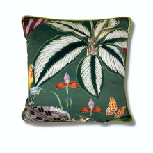 Green Tropical Jungle Velvet Cushion