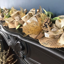 Extra Special Neutral and Golds Hessian Christmas Garland - Cream, Gold & Foliage