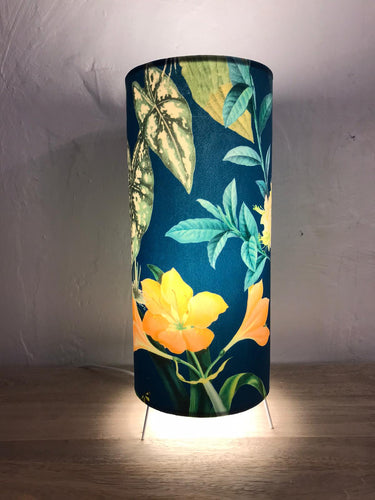 blue tropical floral velvet table lamp - jungle animals and floral lamp - handmade lighting - From Loft to Loved Interiors