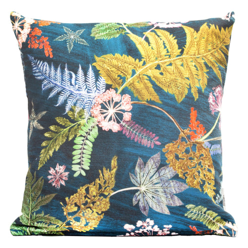 From Loft to loved - Gillian Arnold - 45cm velvet cushion - duck feather inner - Sedgefield, County Durham - Now that's something teal - green and teal botanical print
