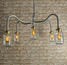 Industrial steampunk vintage style steel 5 way lighting - ceiling light - indoor use - home - business - living room - dining room - chandelier