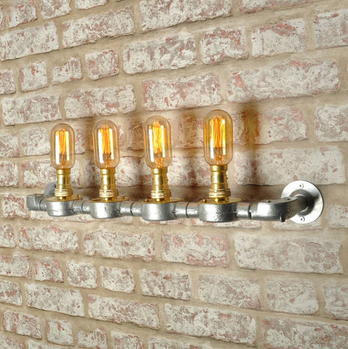 Industrial steampunk vintage style steel 4 way lighting - wall light - indoor use - home - business - living room - dining room - 