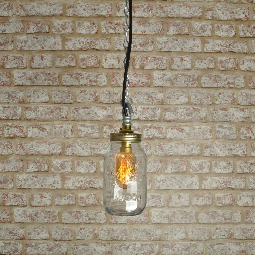 Industrial steampunk vintage style single Kilner jar ceiling light - home - pendant 