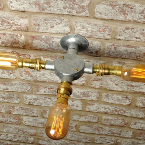 Industrial steampunk vintage style steel 3 way lighting sconce - wall light - indoor use - home - business - living room - dining room 