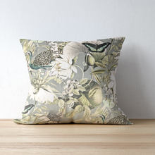 silver grey & green peacock velvet cushion - luxury throw pillow - From Loft to Loved Interiors