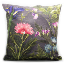 From Loft to loved - Gillian Arnold - 45cm velvet cushion - duck feather inner - Sedgefield, County Durham - Compassionate night - pink and grey botanical print