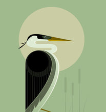 Heron in the Reeds Print