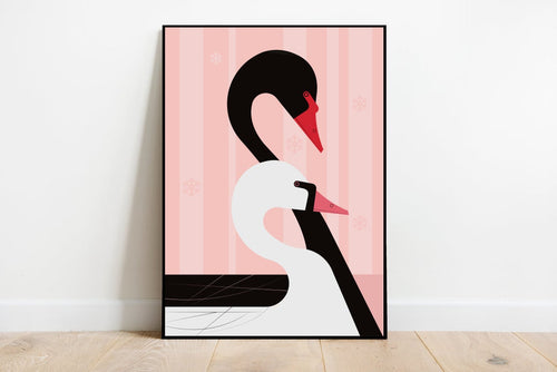 Swans in the Snow Print