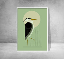 Heron in the Reeds Print