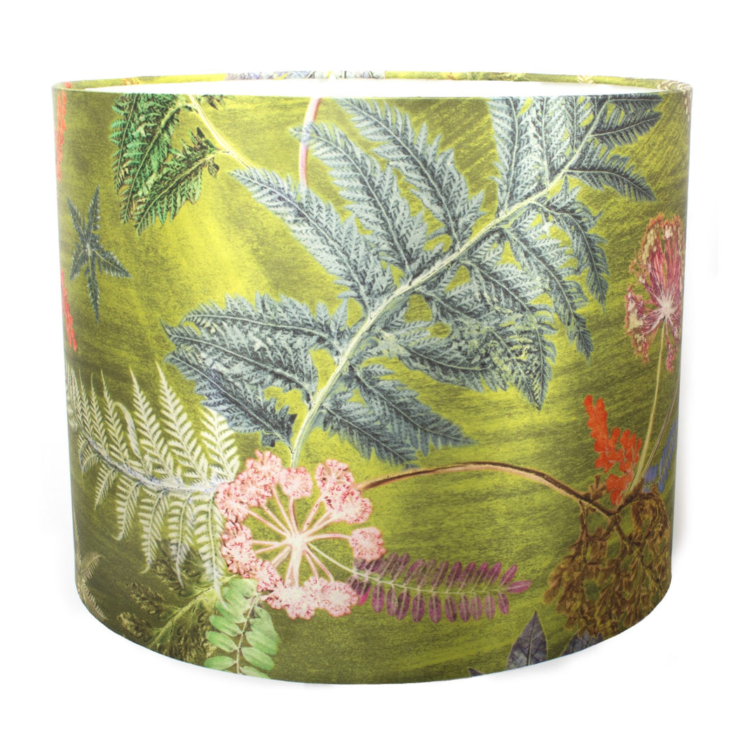 From Loft to loved - Gillian Arnold - drum shade for ceiling or table lamp - Sedgefield, County Durham - Now that's something lime - botanical print